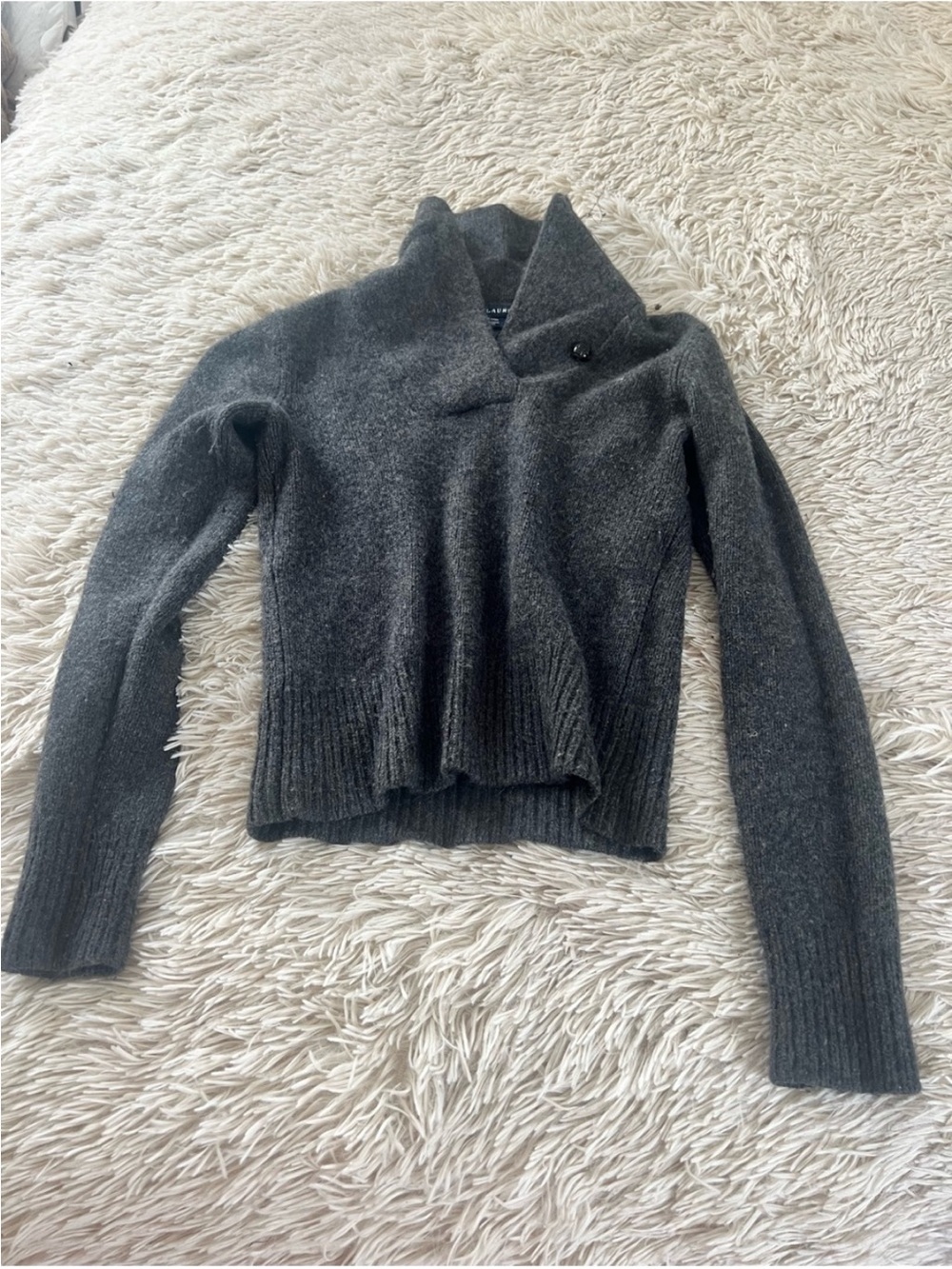 Polo by Ralph Lauren Charcoal Button-Shoulder Turtleneck Sweater
